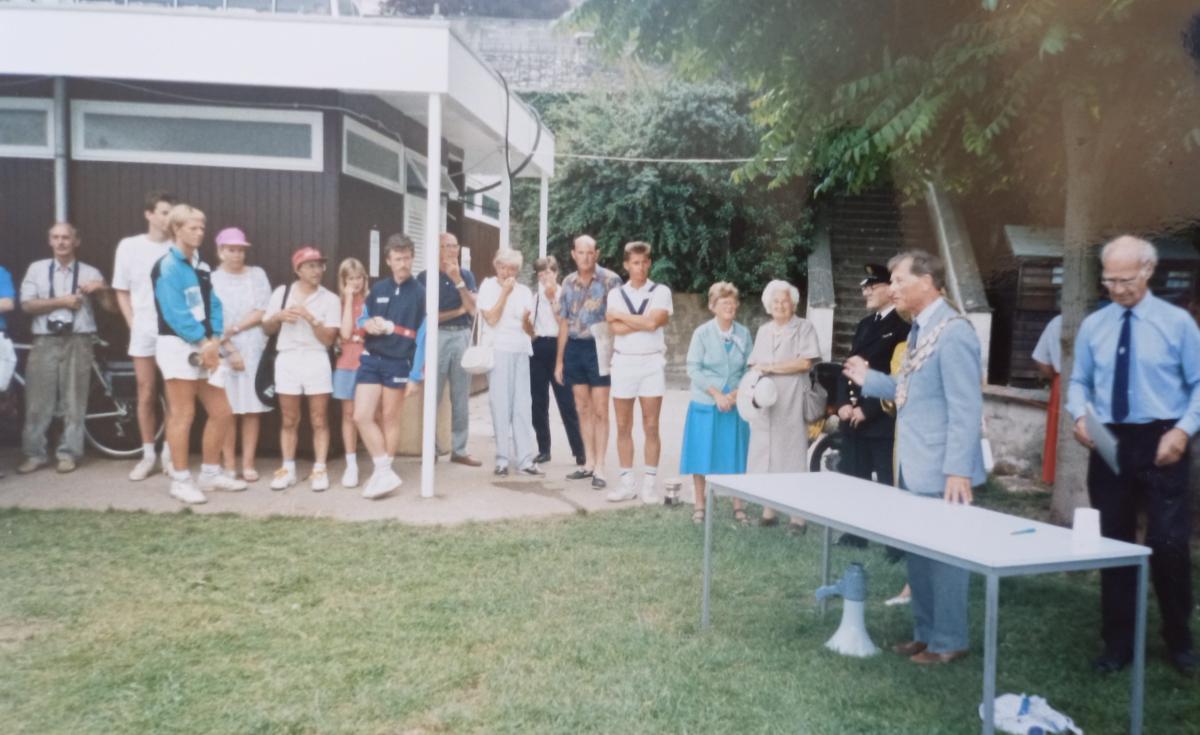Regatta prize-giving and original clubhouse